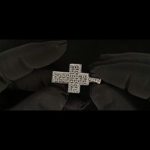 White gold diamond cross and chain
